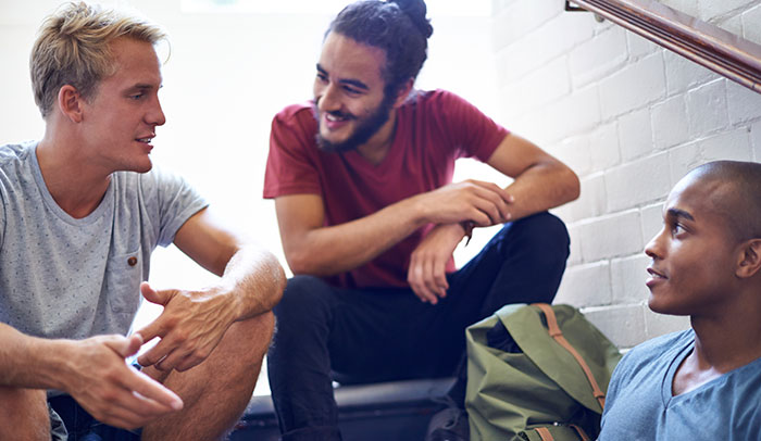 Roommates talking
