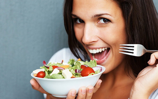 Student Eating Salad