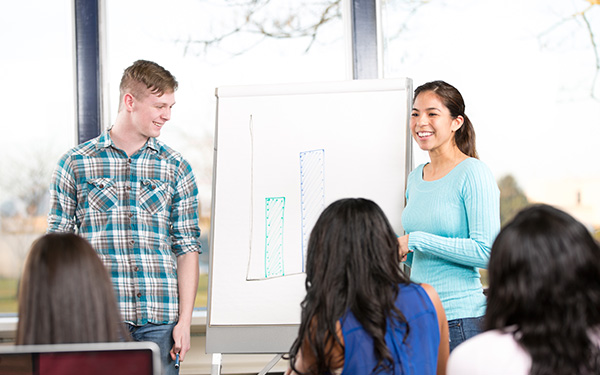 Students presenting in class